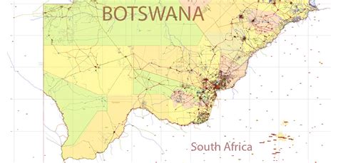 Botswana Vector Map High Detailed Road Map Admin Areas Cities And