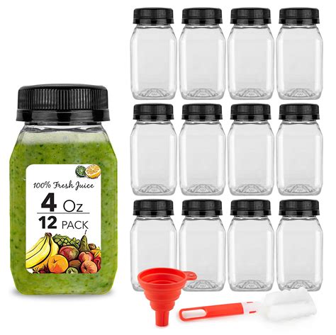 Stock Your Home 4 oz Disposable Reusable Mini Juice Bottles with Lids ...