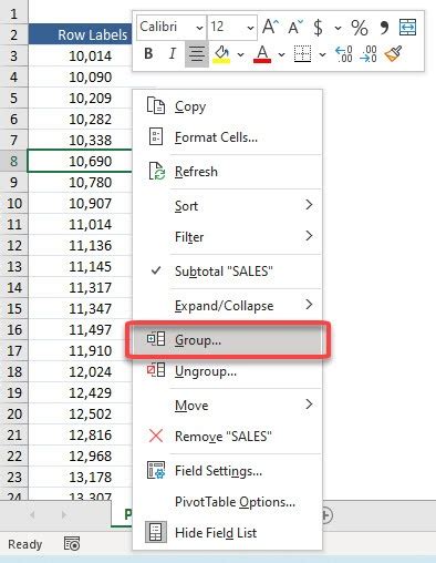 Group By Sales Range In Excel Pivot Tables Myexcelonline