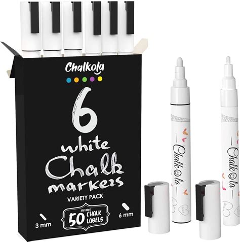 Chalkola Kreidestifte für Tafel Abwaschbar Weiß 6 Kreidemarker Weiss