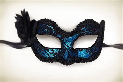 Blue And Black Lace Masquerade Mask Blue Venetian Mask With Etsy