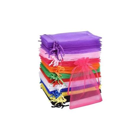 Lot De Sachets En Organza Multicolores X Cm Pochette Cadeau