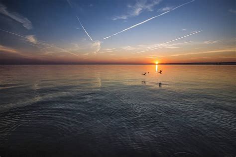 Sea Ocean Water Wave Nature Horizon Sky Cloud Sunset Sunrise