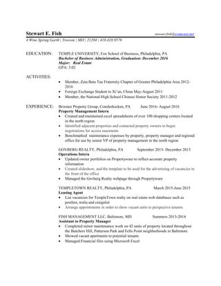 Stewart E Fish Resume PDF