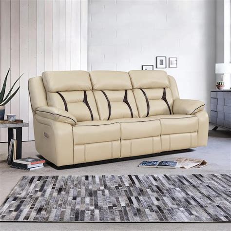 Lazzara Belmont 86 In W Straight Arm Faux Leather Upholstery Rectangle