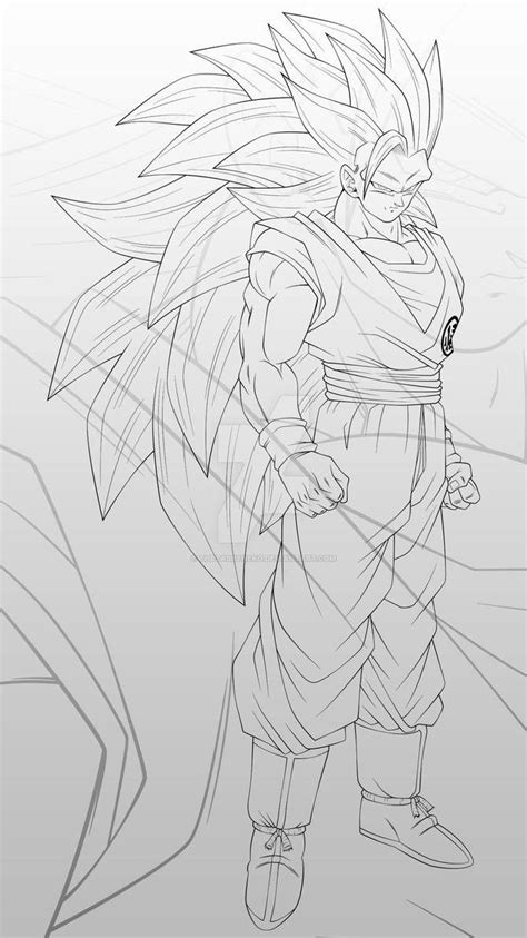 Goku Super Saiyan 3 Lineart By Thetabbyneko On Deviantart Dragon