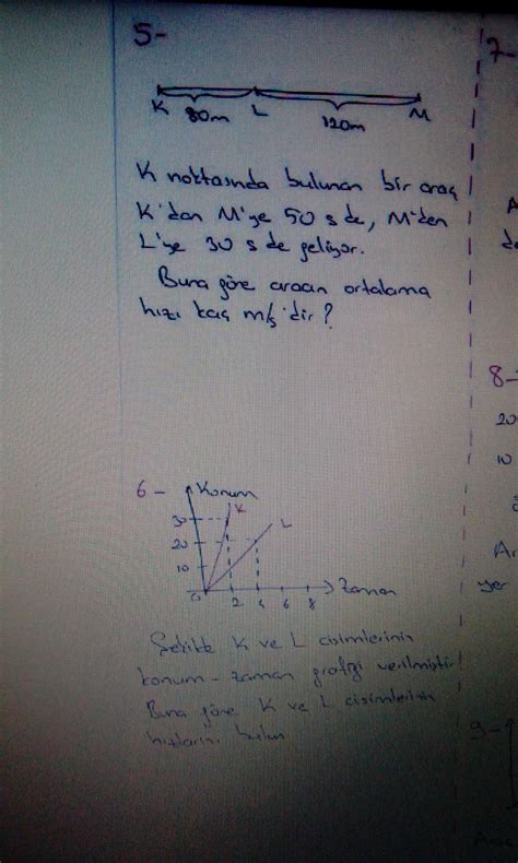 FIZIK 9 SINIF HAREKET KONUSU 5 VE 6 SORUYU ACIKLAYARAK COZENI EN IYI