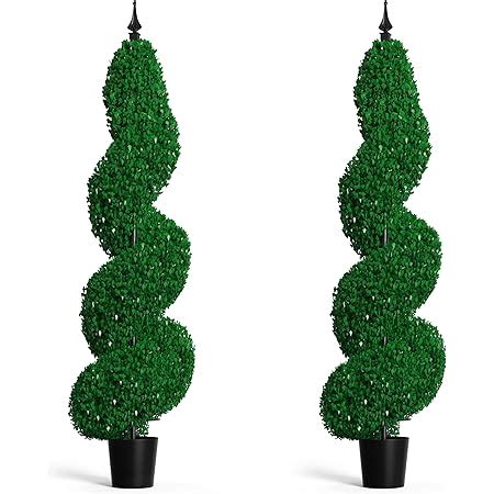 Amazon Two 5 Foot 4 Inch Artificial Cypress Spiral Trees Potted