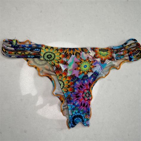 Luli Fama Swim Luli Fama Colorful Floral Beach Casual Summer Beaded Rhinestone Bikini M