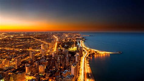 Chicago Skyline At Night wallpaper | travel and world | Wallpaper Better