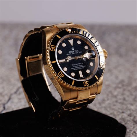 Rolex Submariner Ln Mm Solid Gold Black Dial Watch