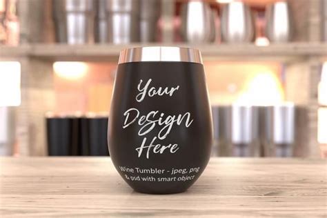 Wine Tumbler Mockup Black Tumbler Template Stemless Wine Etsy Wine