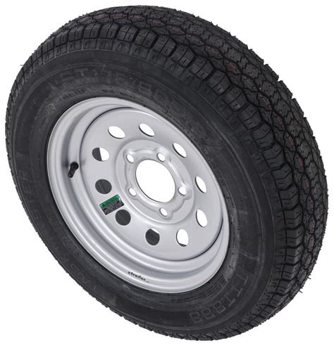 Taskmaster ST175 80D13 Bias Trailer Tire With 13 Silver Mod Wheel 5