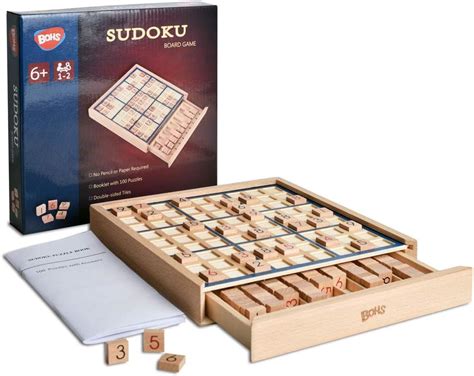 Wooden Sudoku Board Game With Drawer With Book Of Sudoku Puzzles