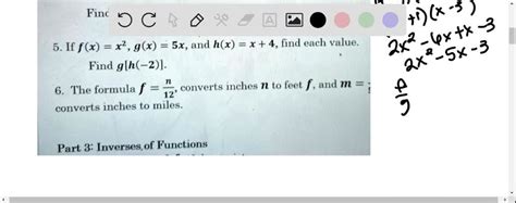 Solved 4 If F X X 2 G X 5x And H X X 4 Find Each Value