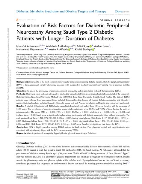 Pdf Evaluation Of Risk Factors For Diabetic Peripheral Neuropathy