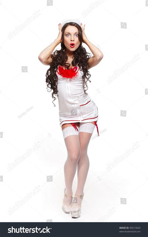 Sexy Beautiful Surprised Female Brunette Doctor Stock Photo 95517643 Shutterstock