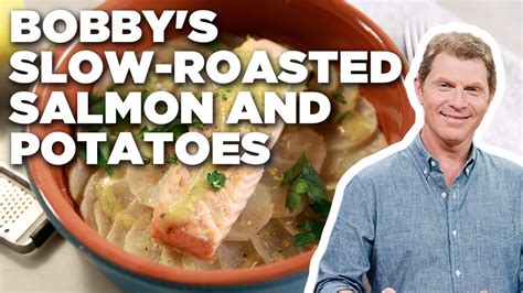 Bobby Flay S Slow Roasted Salmon And Potatoes Food Network Youtube