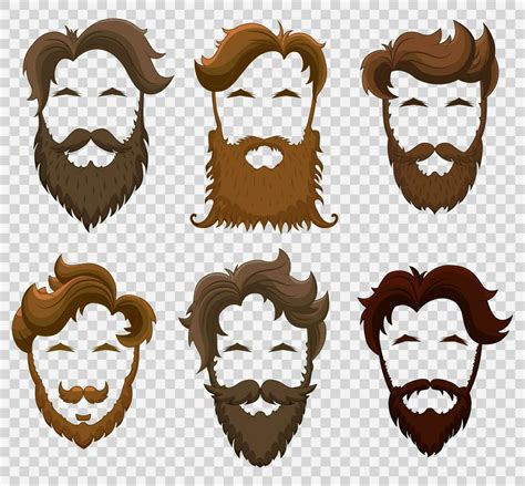 Set Of Mens Hairstyles Beards And Mustaches Vector Illustration