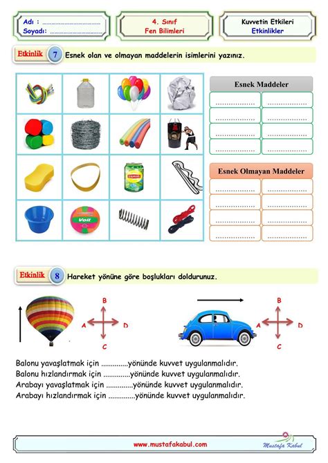 4 Sınıf Fen Bilgisi Kuvvetin Etkileri Ünite Özeti Konu Anlatımı