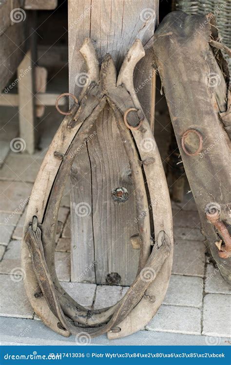 Old Yoke For Harnessing Draft Horses Used On A Farm Accessories Stock