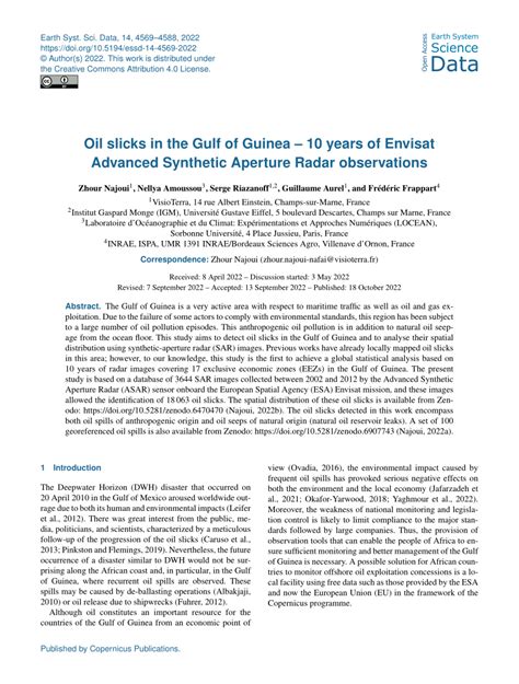 Pdf Oil Slicks In The Gulf Of Guinea Years Of Envisat Advanced