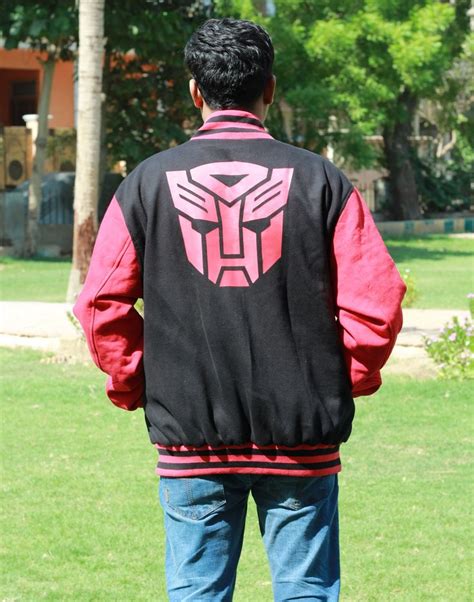 Mens Transformers Logo Black Varsity Jacket Varsity Jacket Jackets