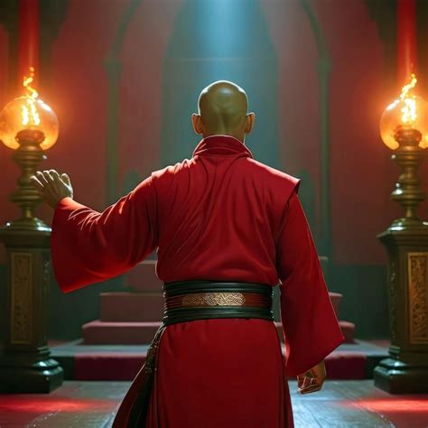 Premium Photo A Monk In Red Robes Performs Rituals In A Temple