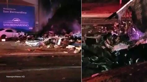 Hit And Run Driver Causes Fiery Big Rig Crash On 215 Freeway In San