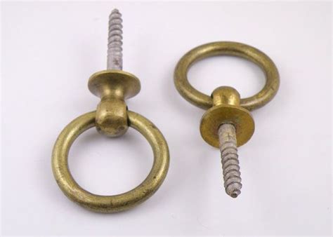 Pair Of Antique Brass Rings With Screws Originally From A Etsy Antique Brass Brass Ring Brass