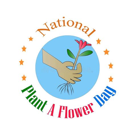 National Plant A Flower Day Sign Badge Vector Stock Illustration