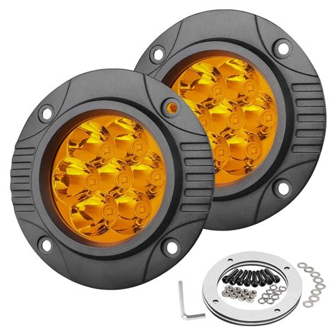 OFFROADTOWN 2PCS 5Inch 80W Round Flush Mount LED Pods Amber Driving