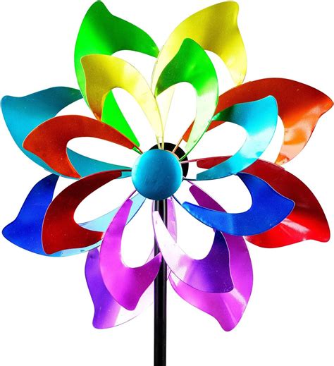 dekojohnson XXL Windrad für den Garten aus Metall Blume Windräder