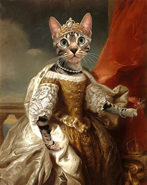 Lady Sterling Regal Renaissance Cat Portrait Digital Art by Milly May ...