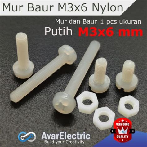 Putih Baut Mur Set Nylon M X Mm Pilar Spacer Pcb M M X Mm Nilon