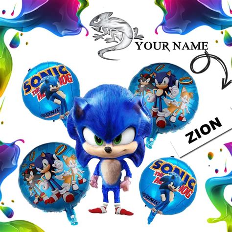 Sonic 5pc Foil Balloon Set Name Sticker EGORIP