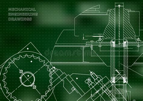 Blueprints Mechanical Drawings Engineering Illustration Stock Vector