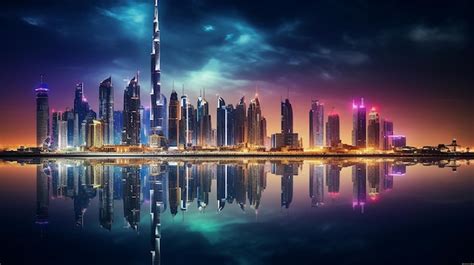 Beautiful skyline of Dubai city at night in UAE | Premium AI-generated ...