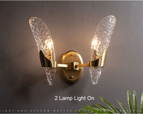 2021 H65 Brass Wall Lamp Clear Glass Lamp Shade Vintage Luxury Living ...