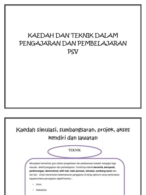 Pdf Kaedah Dan Teknik Dalam Pengajaran Dan Pembelajaran Psv Dokumen