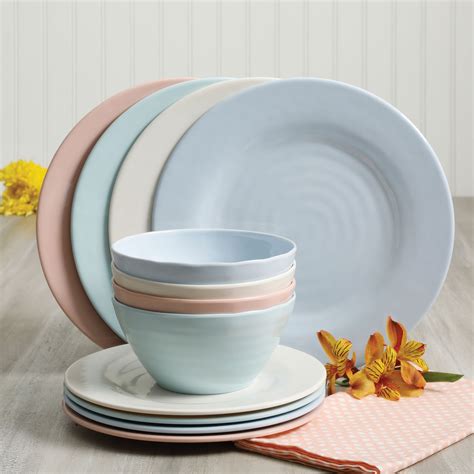 Gibson Home Brela Pastel Melamine Piece Dinnerware Set Walmart