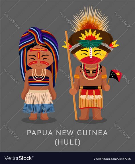 Papua New Guinea Huli Tribe Royalty Free Vector Image