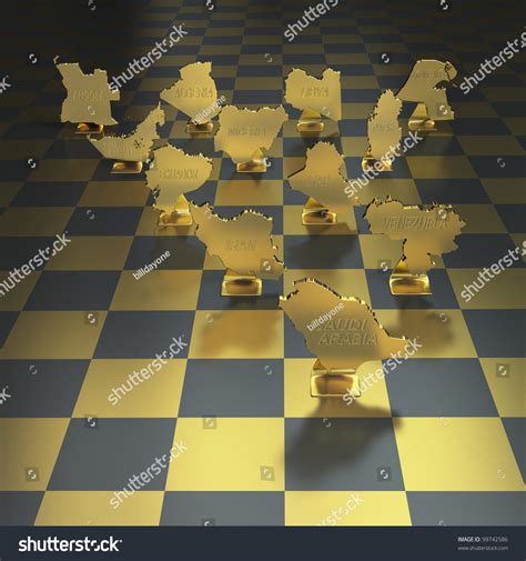 Opec Countries On Chess Board As Geopolitics Stock Photo