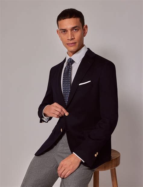 Wollblazer Navy Mit Goldenen Kn Pfen Hawes Curtis