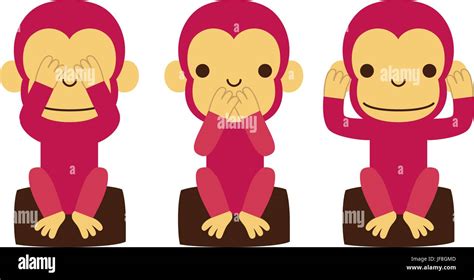 Monkey See No Evil Hear No Evil Speak No Evil Stock Vector Image