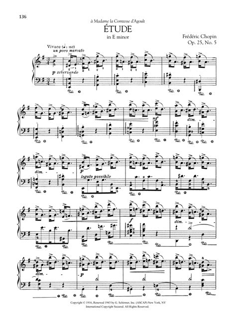 Etude in E minor Op 25 No 5 by Frédéric Chopin Sheet Music for