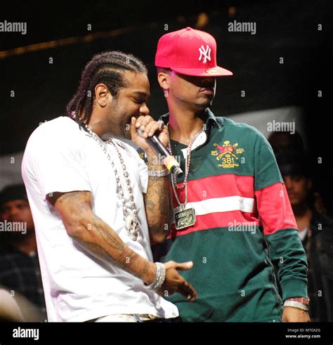 (L-R) Rapper Jim Jones and Juelz Santana of Dipset perform at the This is 50 Festival at ...