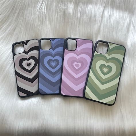 Blue Purple Grey Green Hearts Phone Case iphone & Android - Etsy