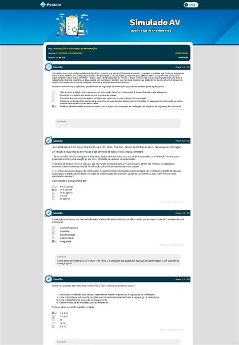 Simulado Ap Introdu O A Seguran A Da Informa O Seguran A Da Informa O