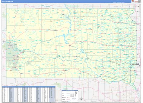 South Dakota Zip Code Wall Map Basic Style by MarketMAPS - MapSales